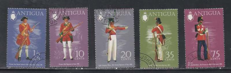 Antigua # 307-311, Military Uniforms, Used, 1/2 Cat.