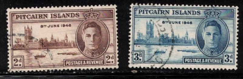 PITCAIRN ISLANDS Scott # 9-10 Used - KGVI Peace Issue
