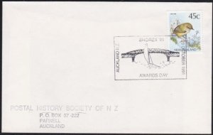 NEW ZEALAND 1991 cover - Shorex stamp Exhibition awards day cancel.........B2904