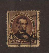 #222 Used Fine 4c dark brown Lincoln 1890-93 Issue