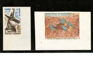 Andorra, FR #267 & #284 (A121) Comp imperforated Chamois & Angel, MNH VF
