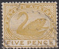 Western Australia 1890-93 used Sc 66 5p Swan