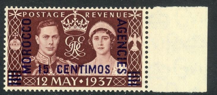 GREAT BRITAIN OFFICES IN MOROCCO 1937 KGVI CORONATION Sp Currency Sc No. 82 MNH