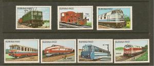 Burkina Faso  # 732-8 Trains Locomotives formerly Upper Volta