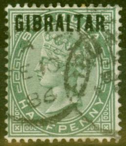 Gibraltar 1886 1/2d Dull Green SG1 Fine Used 