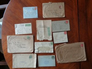 10 Postal Covers George V,  plus  Used Postcard from Waldorf Hotel London.