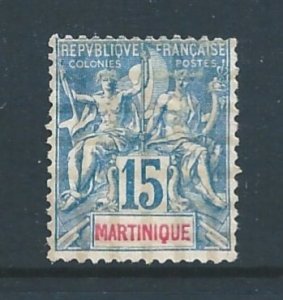 Martinique #40 Mint No Gum 15c Navigation & Commerce - Blue