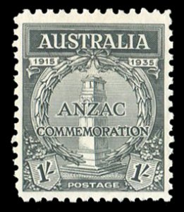 Australia #151 Cat$42.50, 1935 ANZAC, 1sh black, hinged