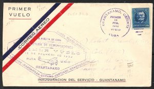 CUBA 1932 First Flight Cover Guantanamo to Havana Cachet Backstamp