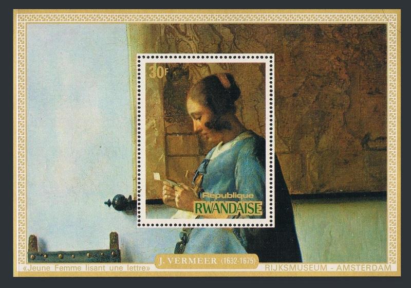 Rwanda 681-684,MNH.Michel Bl.66-69. Paintings 1975,by Jan Vermeer,1632-1675.