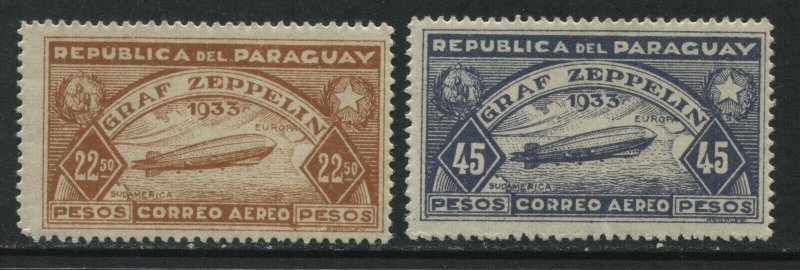 Paraguay Airmails Graf Zeppelin 1932  22.5 & 40 pesos mint o.g. hinged