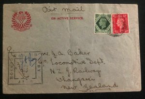 1941 Palestine British Field Post Active Service Cover To Whangerei New Zealand