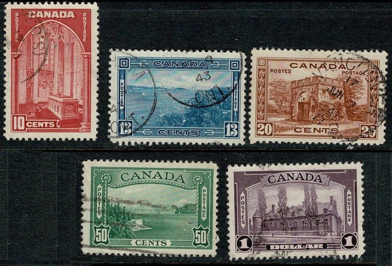 Canada #241-5 U 10c-$1 high values