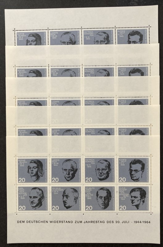 Germany 1964 #883-90 S/S, Wholesale Lot of 5, MNH, CV $30.