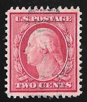 332 2 cents Washington, Carmine Stamp used EGRADED XF 92 XXF