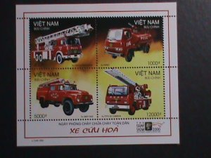 ​VIETNAM-2000-SC#2965 WORLD STAMPS SHOW LONDON'2000-FIRE ENGINES MNH S/S VF