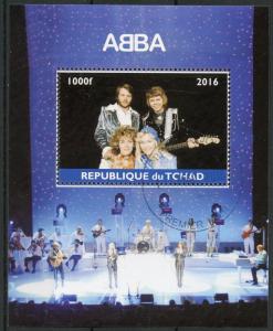 ABBA Stamps Chad 2016 CTO in Concert Pop Stars Music Celebrities 1v M/S