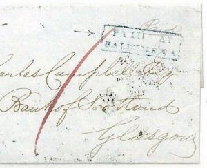 GB IRELAND Co.Antrim Cover *PAID AT BALLYMENA* Blue{samwells-covers} 1846 BG191