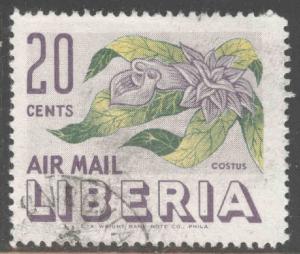 LIBERIA Scott C91 Used 1955 airmail flower stamp