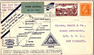 1931 New Zealand NZ New Plymouth Air mail First Flight FFC Cover