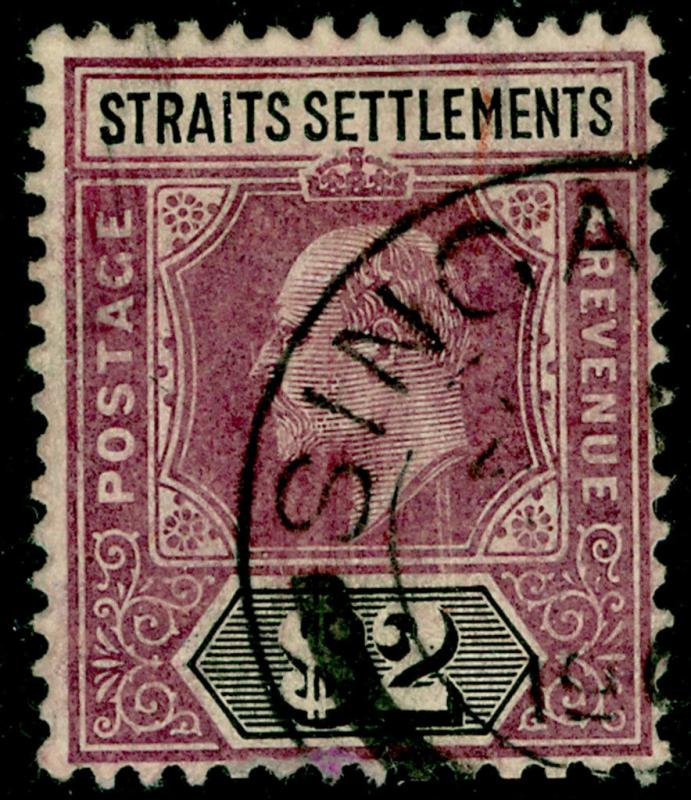 MALAYSIA - Straits Settlements SG137, $2 dull purple & black, FINE USED. Cat 90.