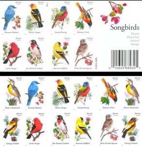 2014 49c Forever Song Birds, Booklet of 20 Scott 4882-4891 Mint F/VF NH