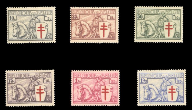 Belgium #B156-162 Cat$178.25, 1934 Crusader, set of six, hinged