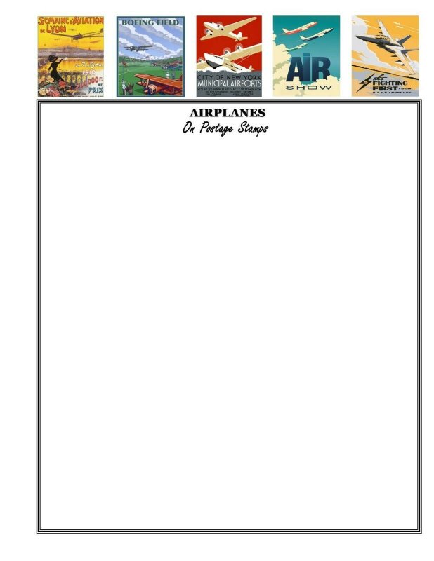 Topical - MAC's BLANK PAGES Airplanes on Stamps Supplement  