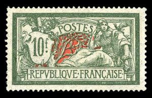 France, 1900-1950 #131 (YT 207) Cat€145, 1920-29 10fr green and red, lightl...