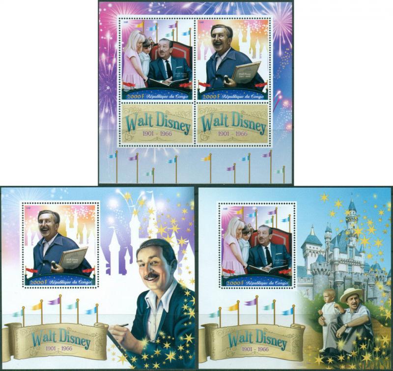 Walt Disney Cartoons Cinema Disneyland Fairytales Congo MNH stamp set