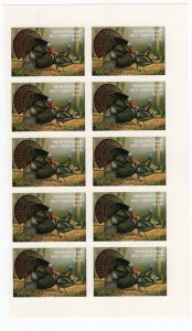 US 1989 WISCONSIN TURKEY HUNTING STAMPS IMPERF SHEET OF 10 $137.50 FACE VALUE