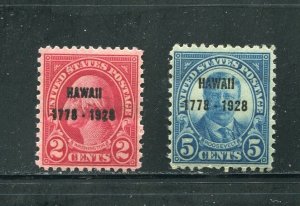 647-648 Hawaii Sesquicentennial Stamps MNH 1928 