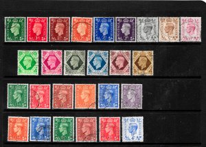 GB KGVI, 1937-47 SG462-508 Dark + Light +Colour Change Sets, VG USED