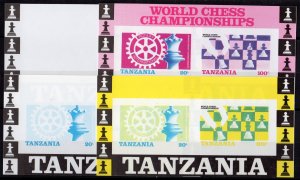 TANZANIA 1986 Sc#305a CHESS-ROTARY 4 COLOR PROOFS+ORIGINAL IMPERFORATED MNH