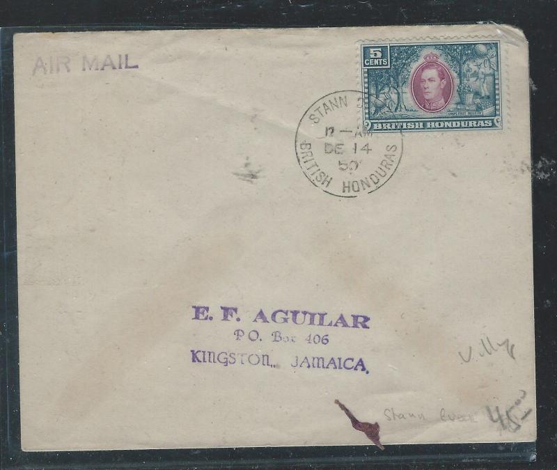 BRITISH HONDURAS (P0112B) 1950 KGVI 5C FROM STANN CREEK TO JAMAICA