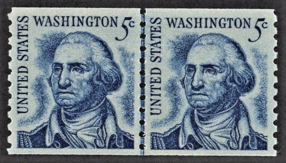 US 1304 MNH VF 5 Cent Washington Coil Line Pair