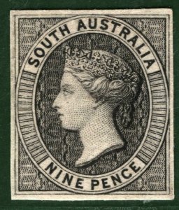 SOUTH AUSTRALIA State QV Stamp 9d *DIE PROOF* (1860) Perkins Bacon RARE B2WHITE2