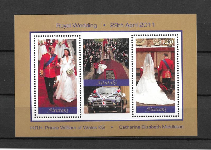 AITUTAKI MNH SOUV SHEET SC#571 WEDDING PRINCE WILLIAM SCV$4.00