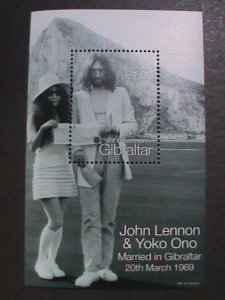 GIBRALTAR-1969 FAMOUS MUSICIAN-JOHN LENNON & YOKO ONO WEDDING MNH S/S VF