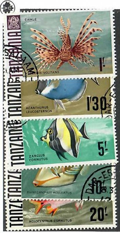 Tanzania; Scott 28, 29, 32-34;  1967;  Used; Fish