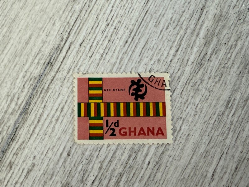 Ghana #48 Used, 1/2p, Kente Cloth and God's Omnipotence Symbol,  2024 SC...