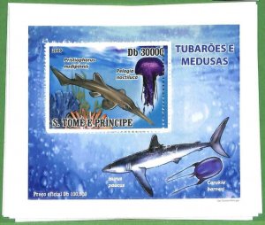 A3317- SAO TOME & PRINCIPE, ERROR MISSPERF: 2009, Sharks, Jellyfish, Medusas