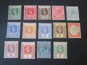 St Lucia 1921 Sc 76-89 KGV set MH