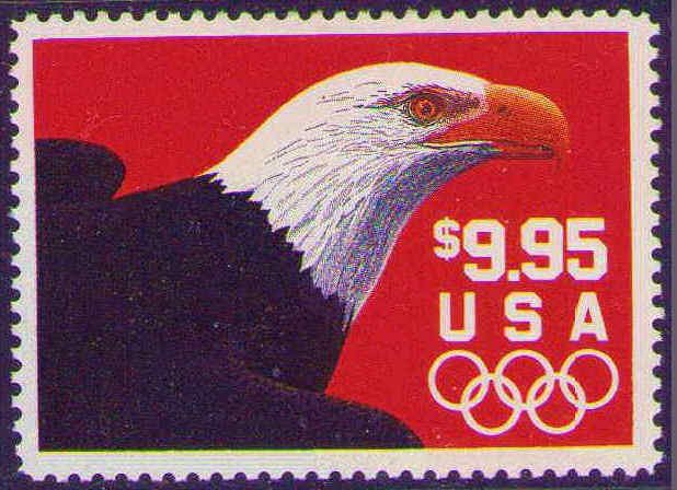 2541 Eagle Olympic Rings Express Mail $9.95 Stamp MNH 1991