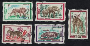 Congo Lions Elephants Hippo Monkeys Wild Animals 5v 1972 Canc SG#333-337