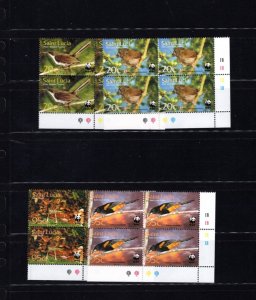 Saint Lucia 1132-35 Birds Corner Blocks 4 MNH Complete Set SC