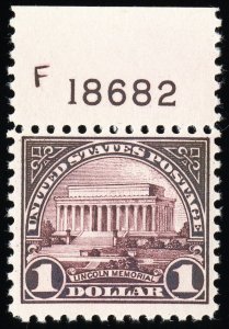 US Stamps # 571 MNH VF Plate # Single