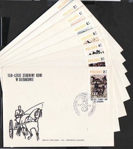 Poland, Scott cat. 2370-2377. Horse Paintings on 8 First Day Covers. ^