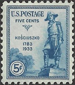 # 734 Mint Never Hinged Blue Kosciuszko