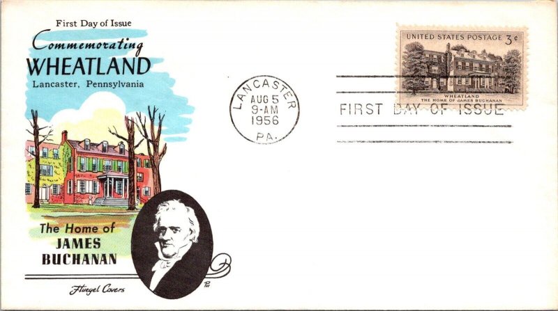 FDC 1956 SC #1081 Fluegel Cachet - Lancaster, PA - Single - F76022